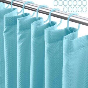 Eazzier Bath Extra Long Waffle Shower Curtain or Liner Baby Blue Shower Curtain